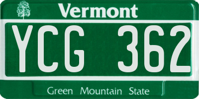 VT license plate YCG362