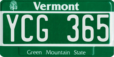 VT license plate YCG365