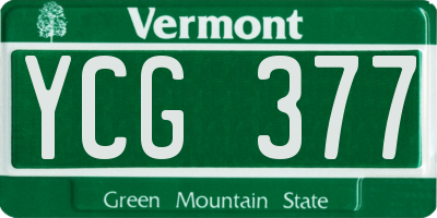 VT license plate YCG377