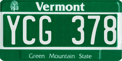 VT license plate YCG378