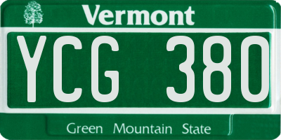 VT license plate YCG380