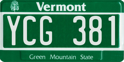 VT license plate YCG381