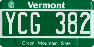 VT license plate YCG382