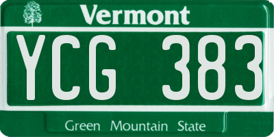 VT license plate YCG383