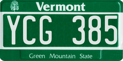 VT license plate YCG385
