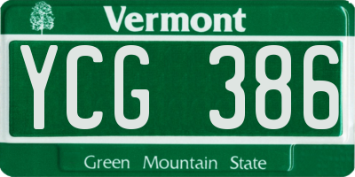VT license plate YCG386