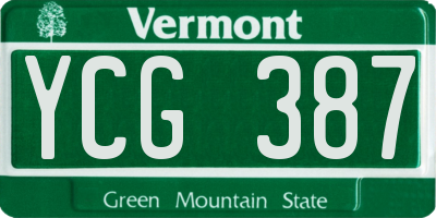 VT license plate YCG387