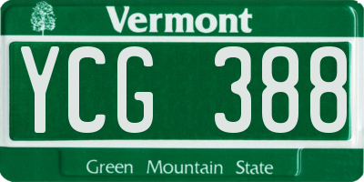 VT license plate YCG388