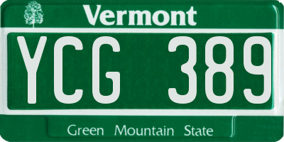 VT license plate YCG389
