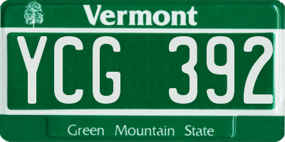 VT license plate YCG392