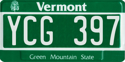 VT license plate YCG397