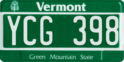VT license plate YCG398