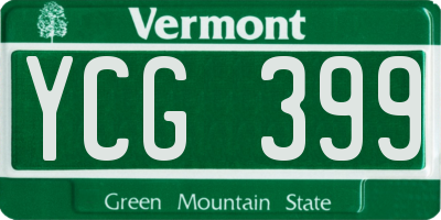VT license plate YCG399