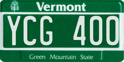 VT license plate YCG400