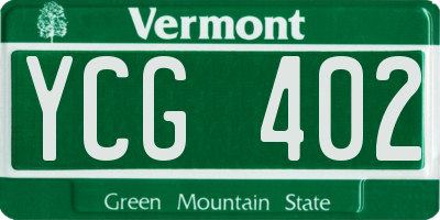 VT license plate YCG402