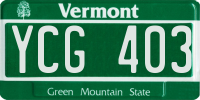 VT license plate YCG403