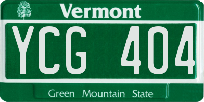 VT license plate YCG404