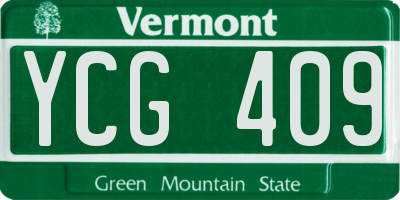 VT license plate YCG409