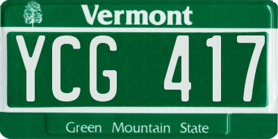 VT license plate YCG417