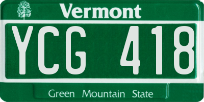 VT license plate YCG418