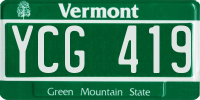 VT license plate YCG419