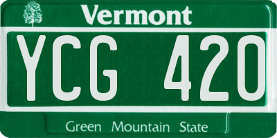 VT license plate YCG420