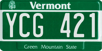 VT license plate YCG421