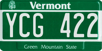 VT license plate YCG422