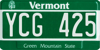 VT license plate YCG425