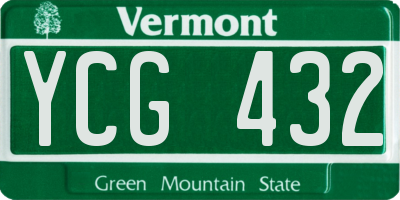 VT license plate YCG432