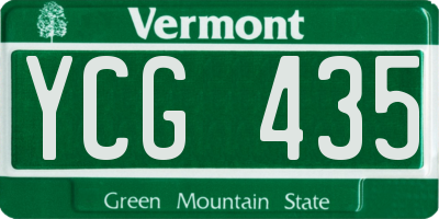 VT license plate YCG435