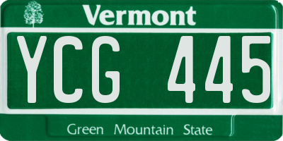 VT license plate YCG445