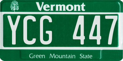 VT license plate YCG447