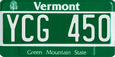 VT license plate YCG450