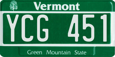 VT license plate YCG451