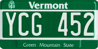 VT license plate YCG452