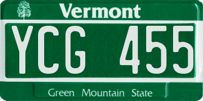VT license plate YCG455