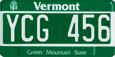 VT license plate YCG456
