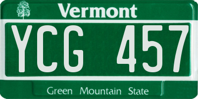 VT license plate YCG457