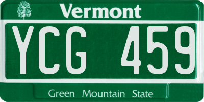 VT license plate YCG459