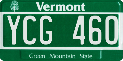 VT license plate YCG460