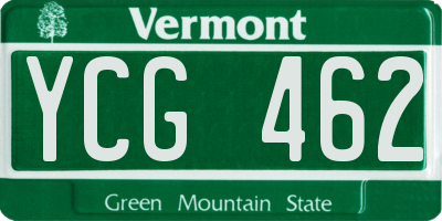 VT license plate YCG462