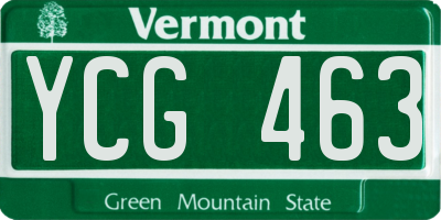 VT license plate YCG463