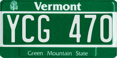 VT license plate YCG470