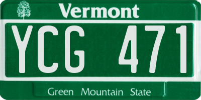 VT license plate YCG471