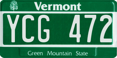 VT license plate YCG472