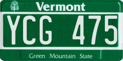 VT license plate YCG475