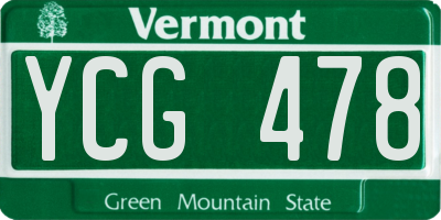 VT license plate YCG478