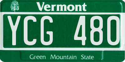 VT license plate YCG480
