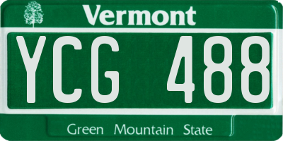 VT license plate YCG488